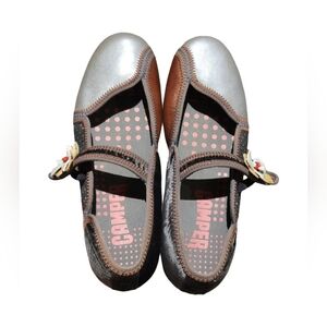 Camper Genuine Leather & Velvet Mix Materials Ballet Flats / Mary Jane Style